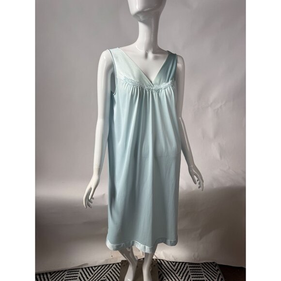 Vanity Fair Vintage Light Blue Nightgown M Made In USA - Picture 10 of 16